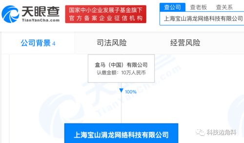 盒馬在上海成立涓龍網絡科技公司，注冊資本10萬元加速網絡技術布局
